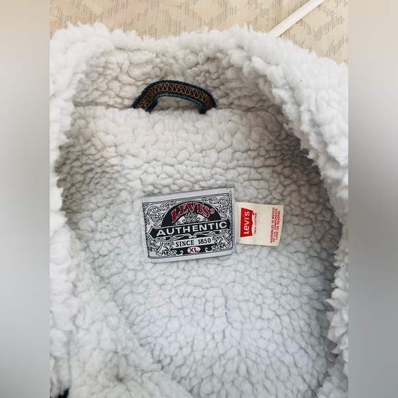 Vintage Levi’s Trucker Sherpa Lined Jacket Mens XL Red Tab Cotton Denim Size XL - Picture 4 of 9